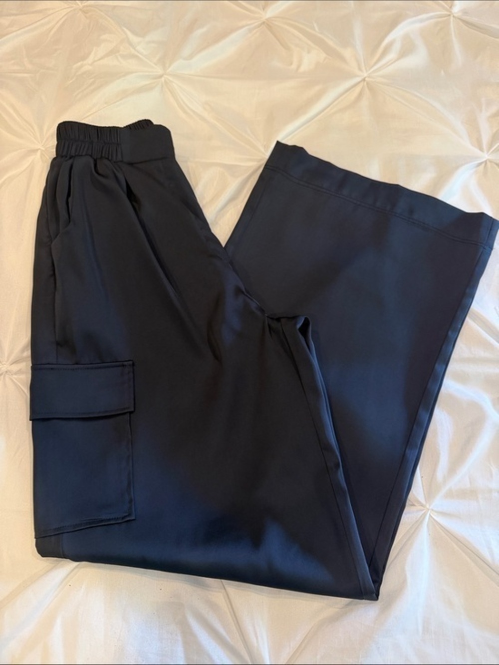 bishop + young Black Wide Leg Cargo Jumpsuit Pants - Picture 1 of 12